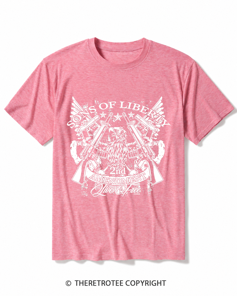 TheRetroTee Sons of Liberty 2nd Amendment Live Free 1776 Heather T-Shirt