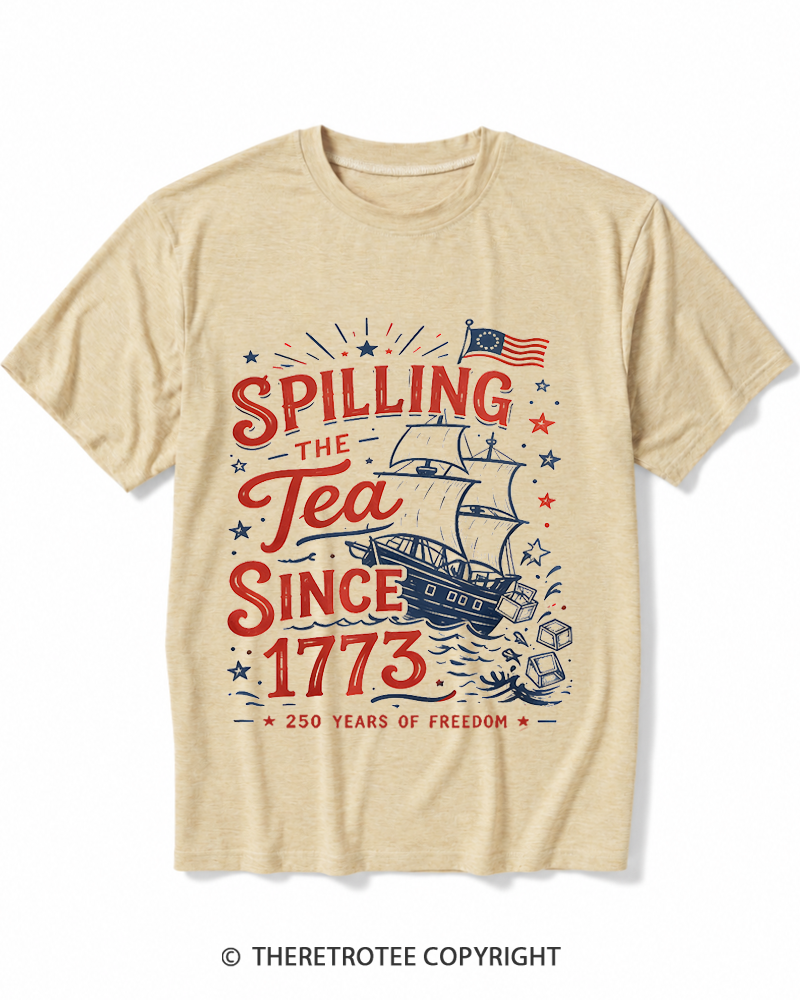 TheRetroTee Spilling The Tea Since 1773 Heather T-Shirt