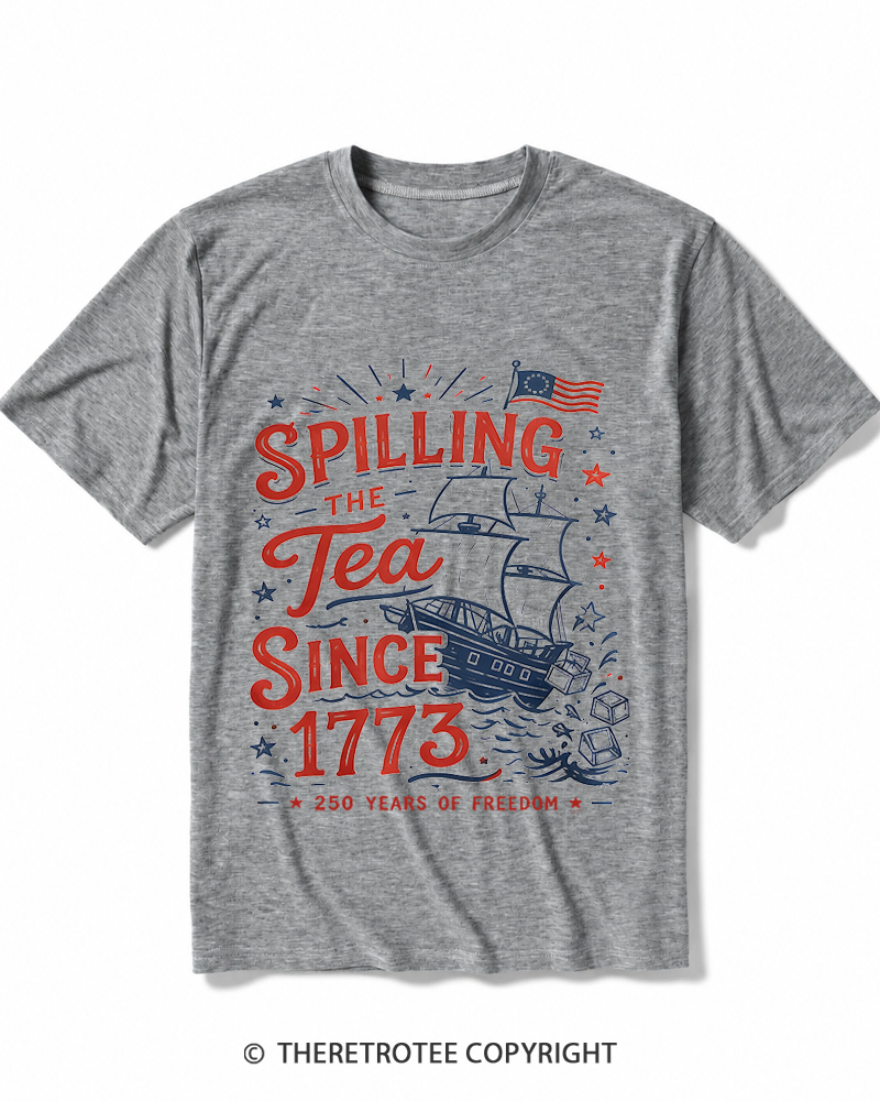 TheRetroTee Spilling The Tea Since 1773 Heather T-Shirt