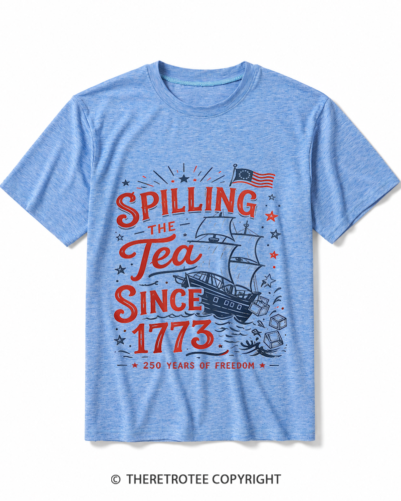 TheRetroTee Spilling The Tea Since 1773 Heather T-Shirt