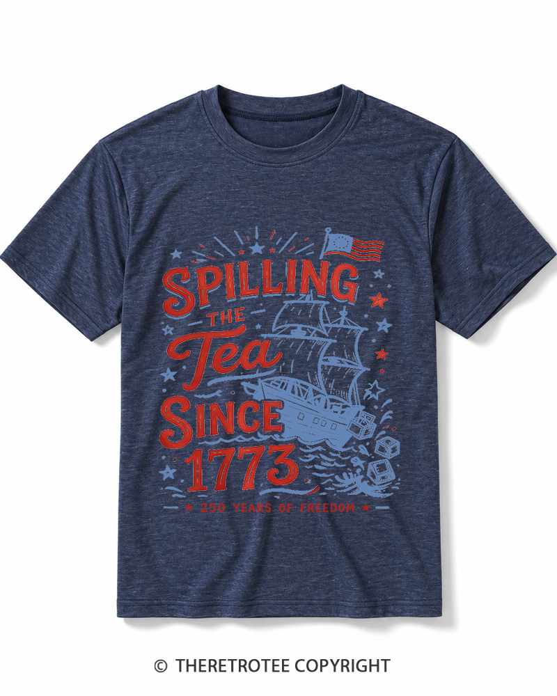 TheRetroTee Spilling The Tea Since 1773 Heather T-Shirt