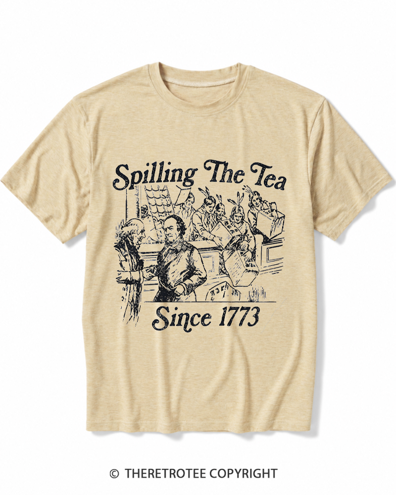 TheRetroTee Spilling The Tea Since 1773Heather T-Shirt