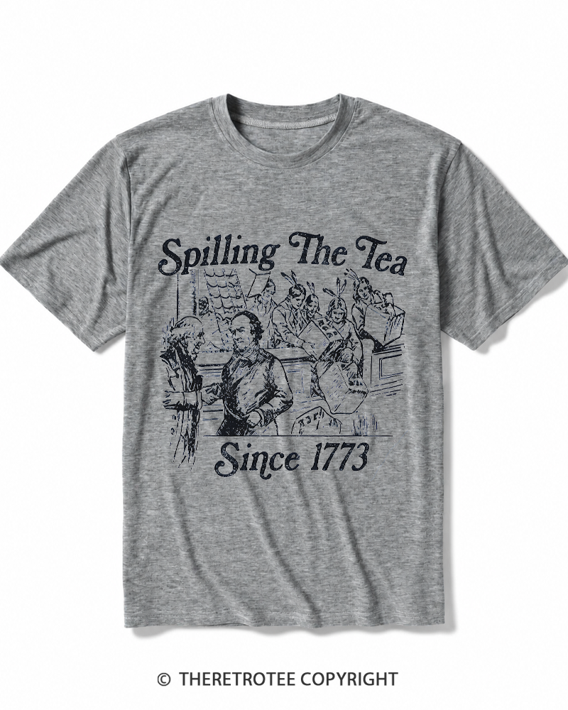 TheRetroTee Spilling The Tea Since 1773Heather T-Shirt