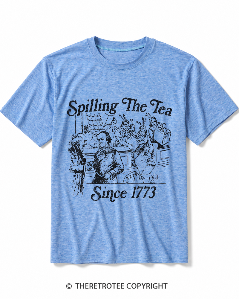 TheRetroTee Spilling The Tea Since 1773Heather T-Shirt
