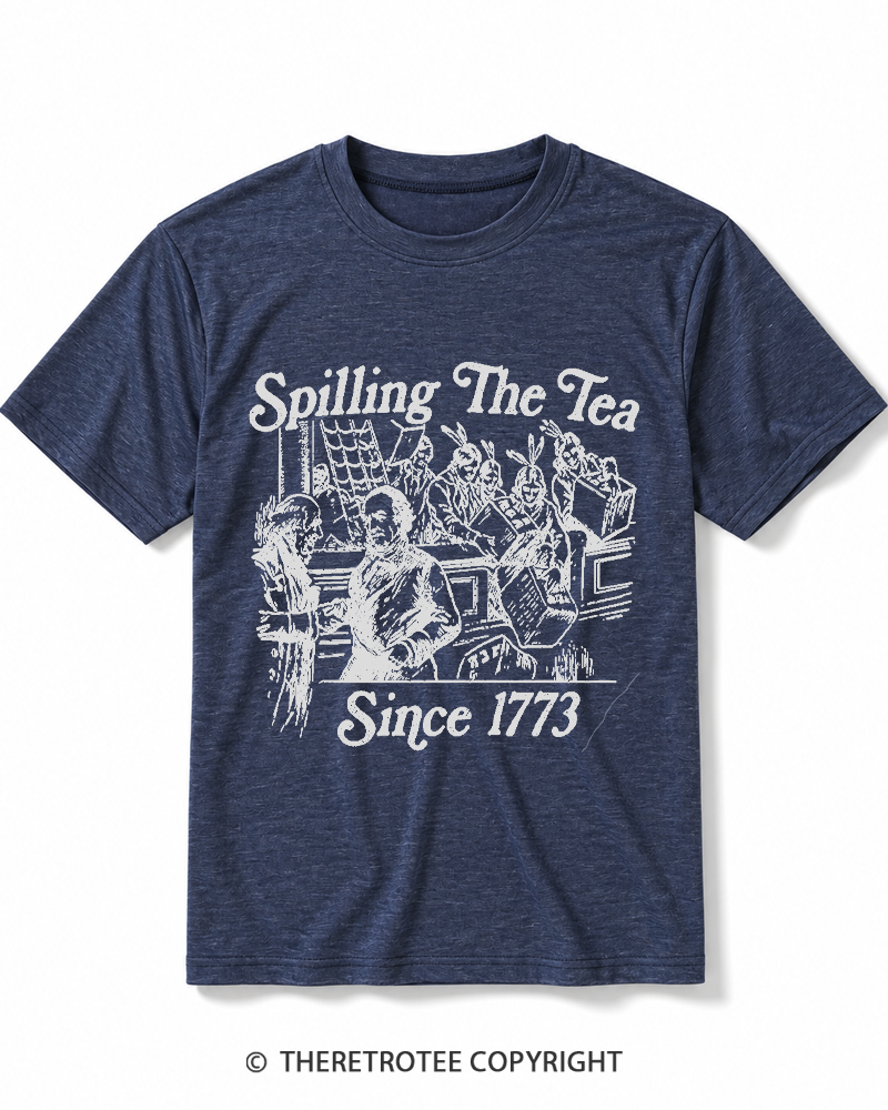 TheRetroTee Spilling The Tea Since 1773Heather T-Shirt