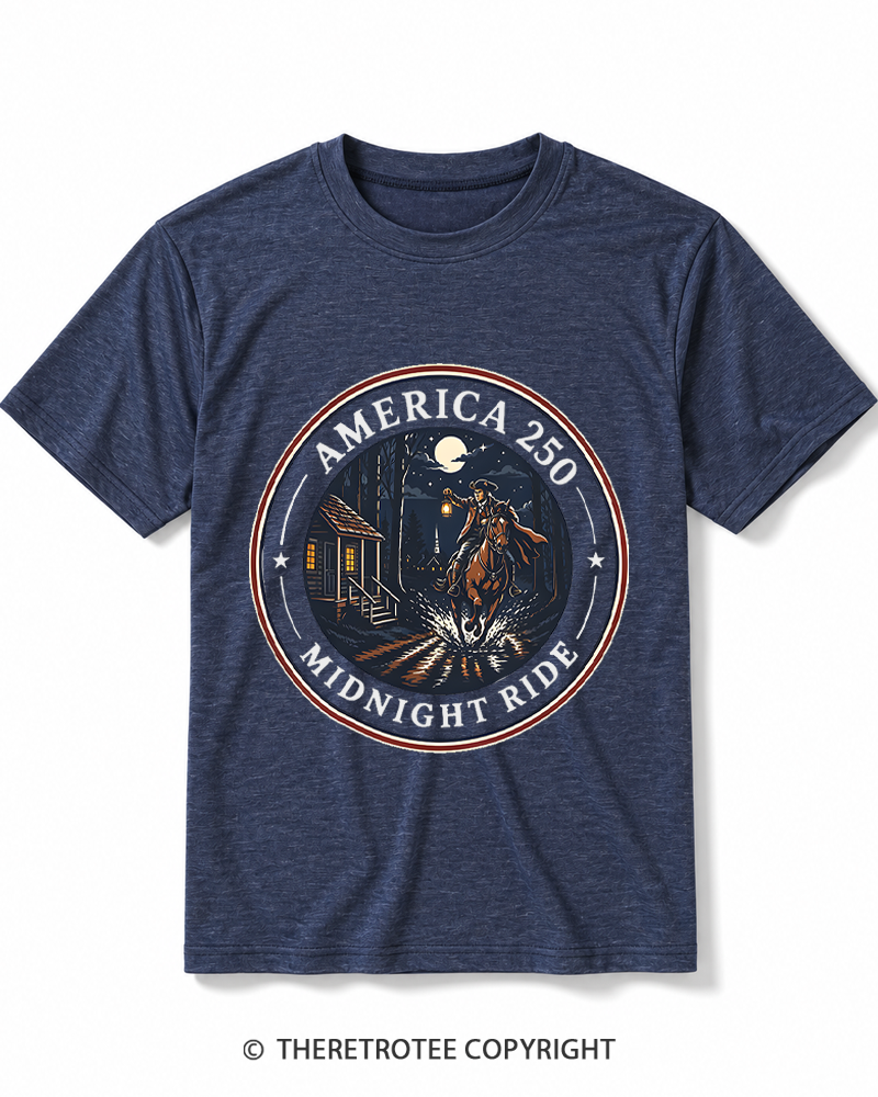 TheRetroTee The Midnight Ride America 250 Vintage 1775 Heather T-Shirt