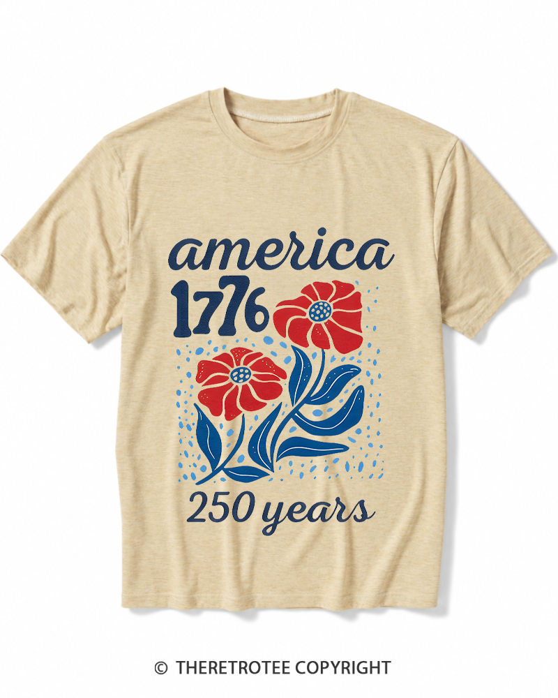 TheRetroTee USA 250th America Anniversary Heather T-Shirt