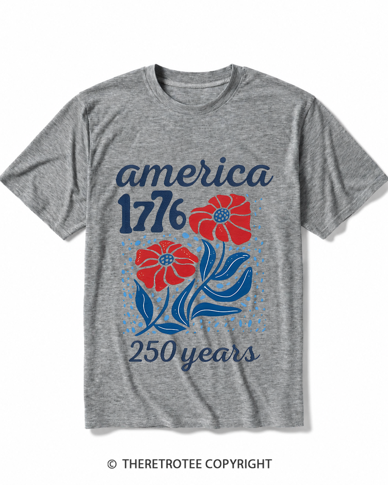 TheRetroTee USA 250th America Anniversary Heather T-Shirt