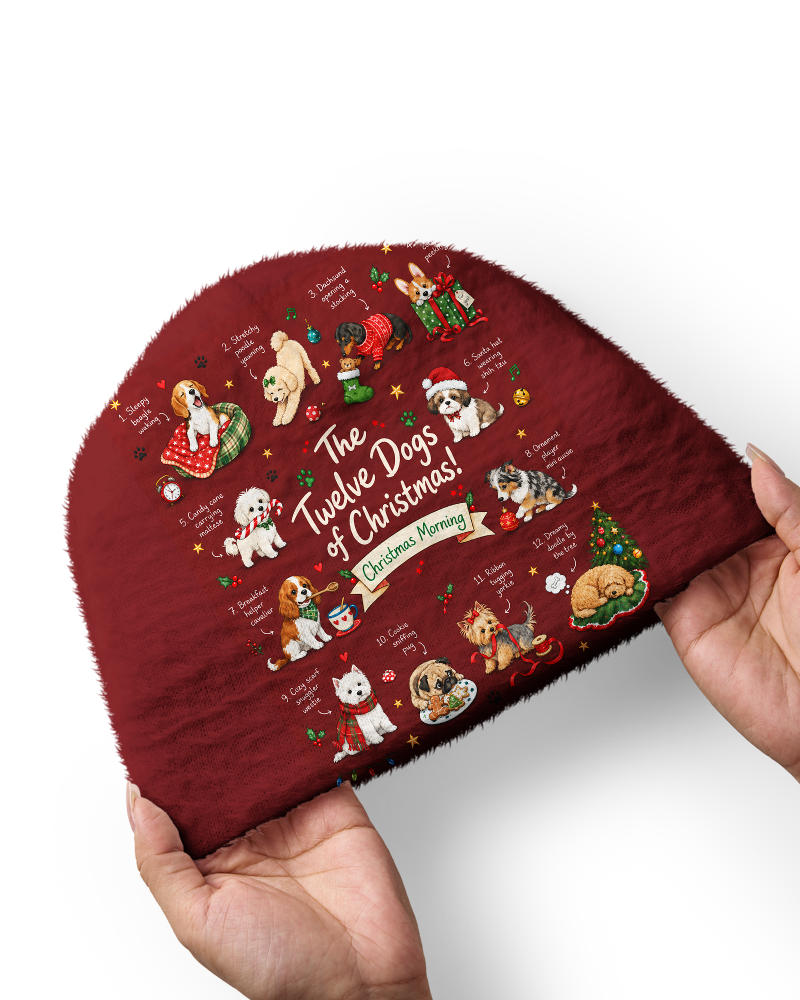 TheRetroTee 1970s Christmas Village Celebration Plush Knit Beanie