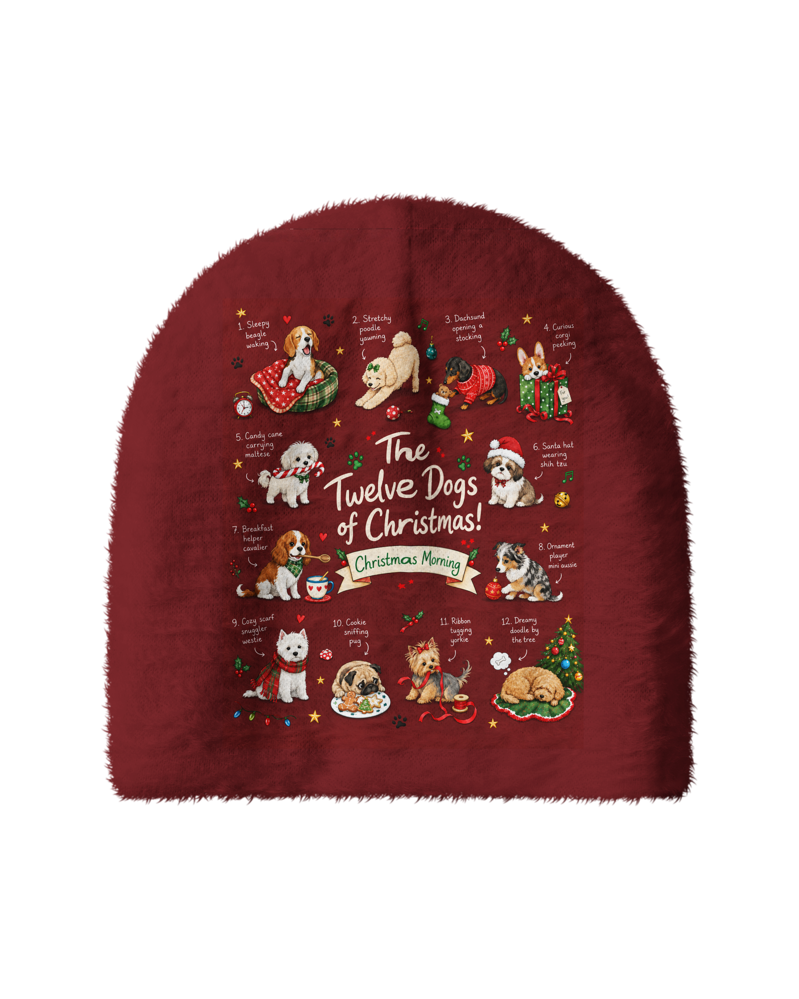 TheRetroTee 1970s Christmas Village Celebration Plush Knit Beanie