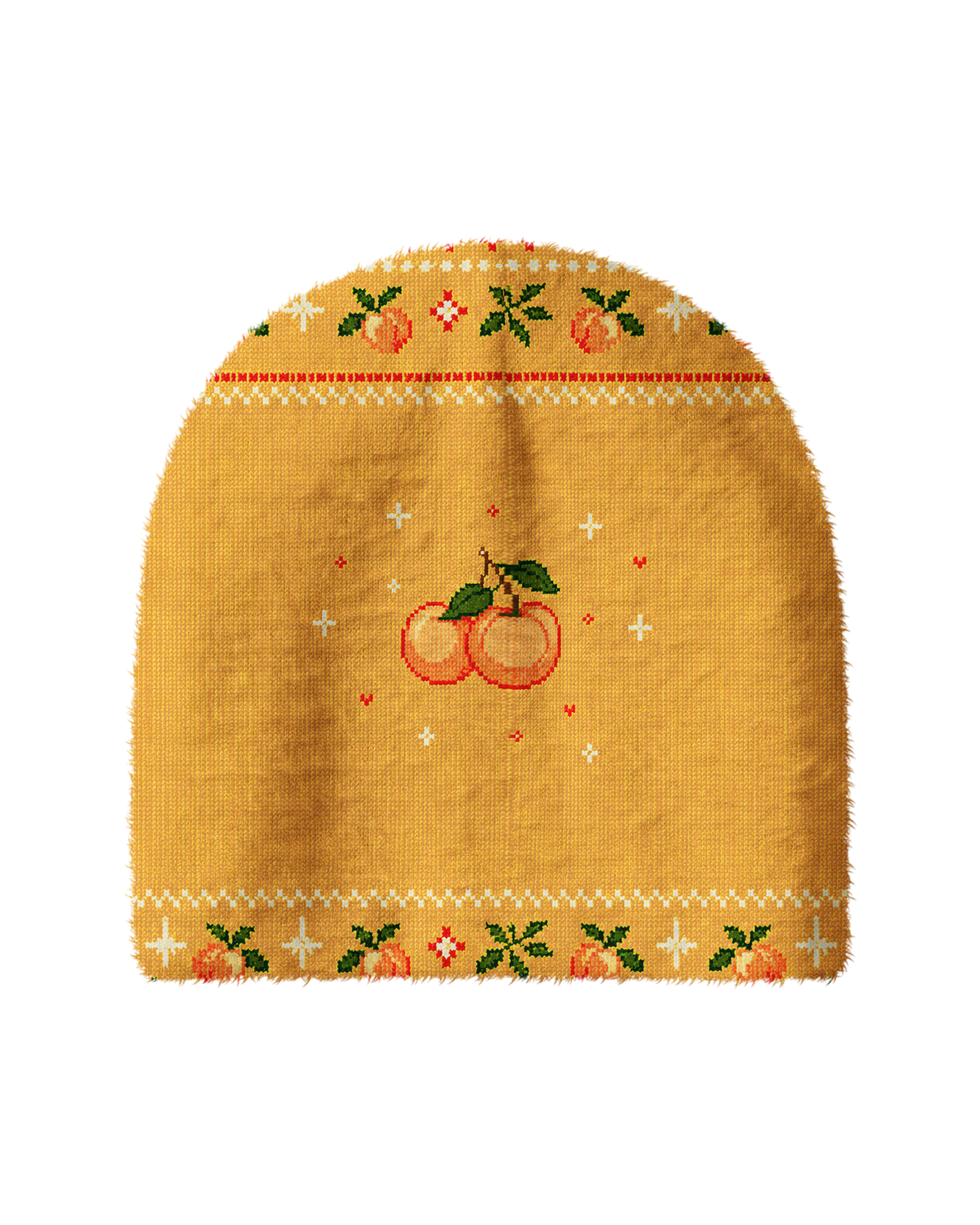 TheRetroTee 1970s Harvest Fruit Memories Plush Knit Beanie