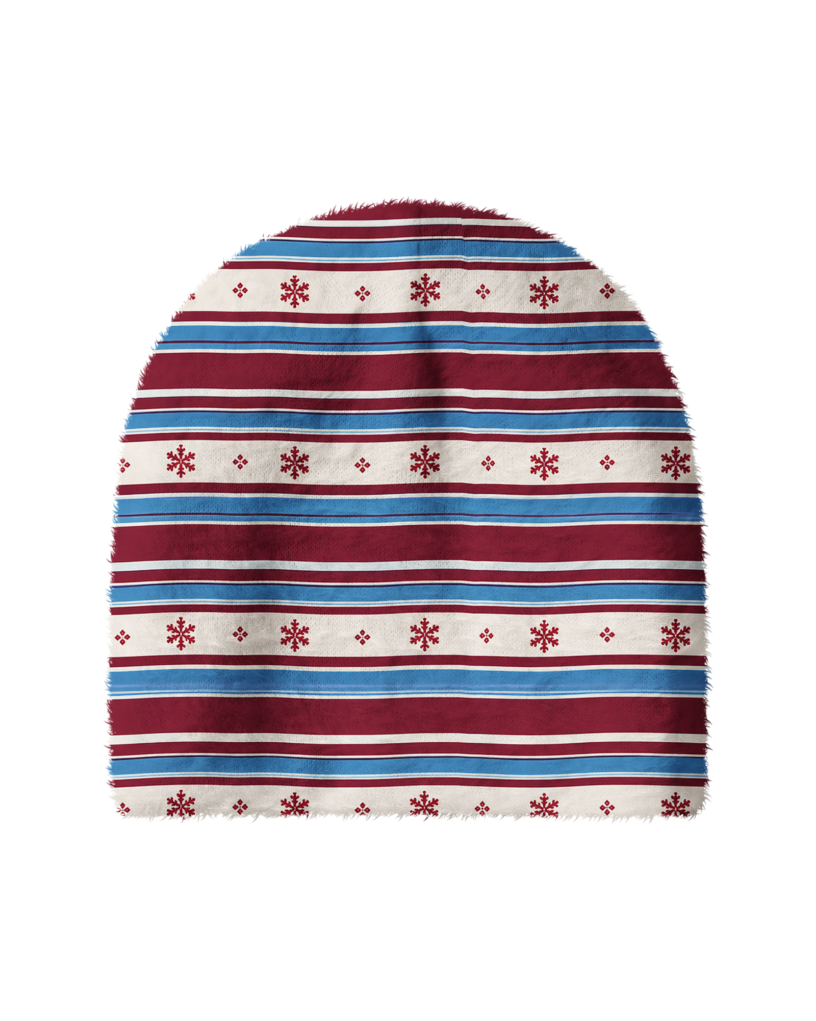 TheRetroTee 1970s Winter Snowflake Stripe Plush Knit Beanie