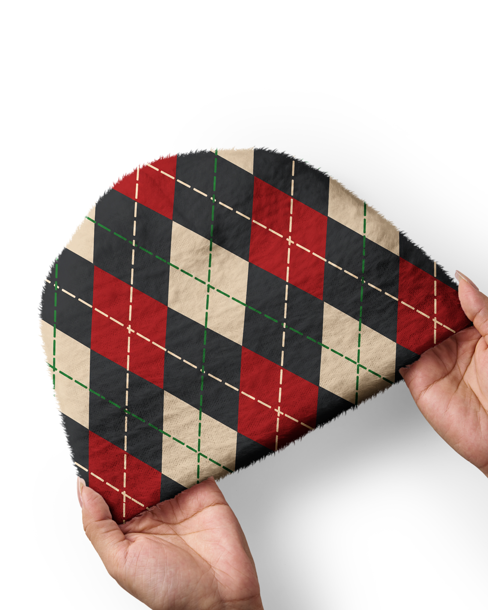 TheRetroTee 1980s Classic Holiday Diamonds Plush Knit Beanie