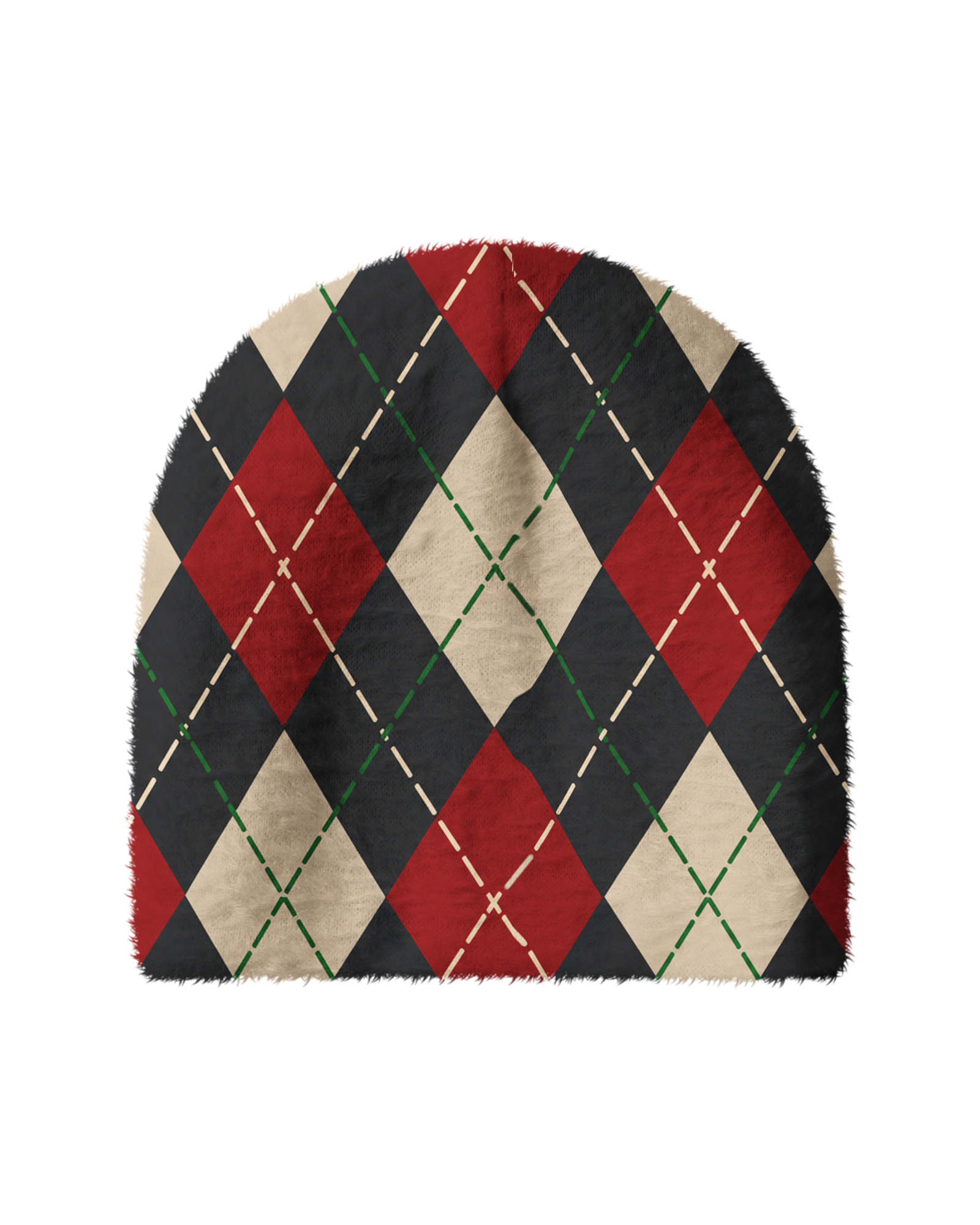 TheRetroTee 1980s Classic Holiday Diamonds Plush Knit Beanie