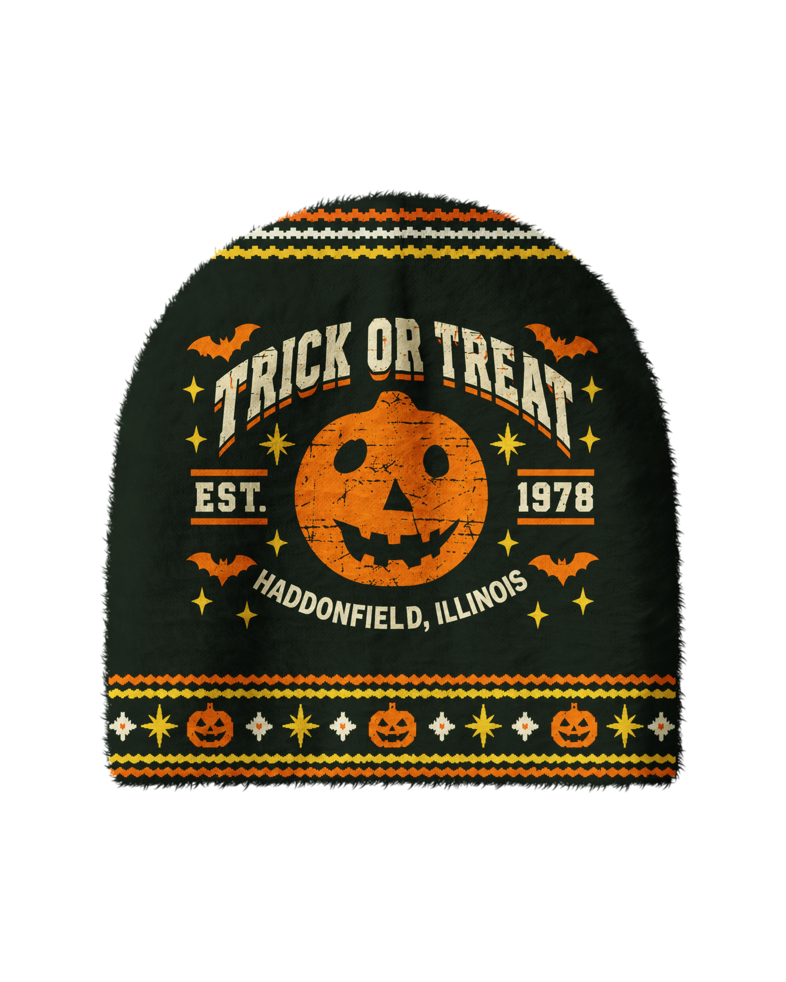 TheRetroTee 1980s Halloween Ramen Night Plush Knit Beanie