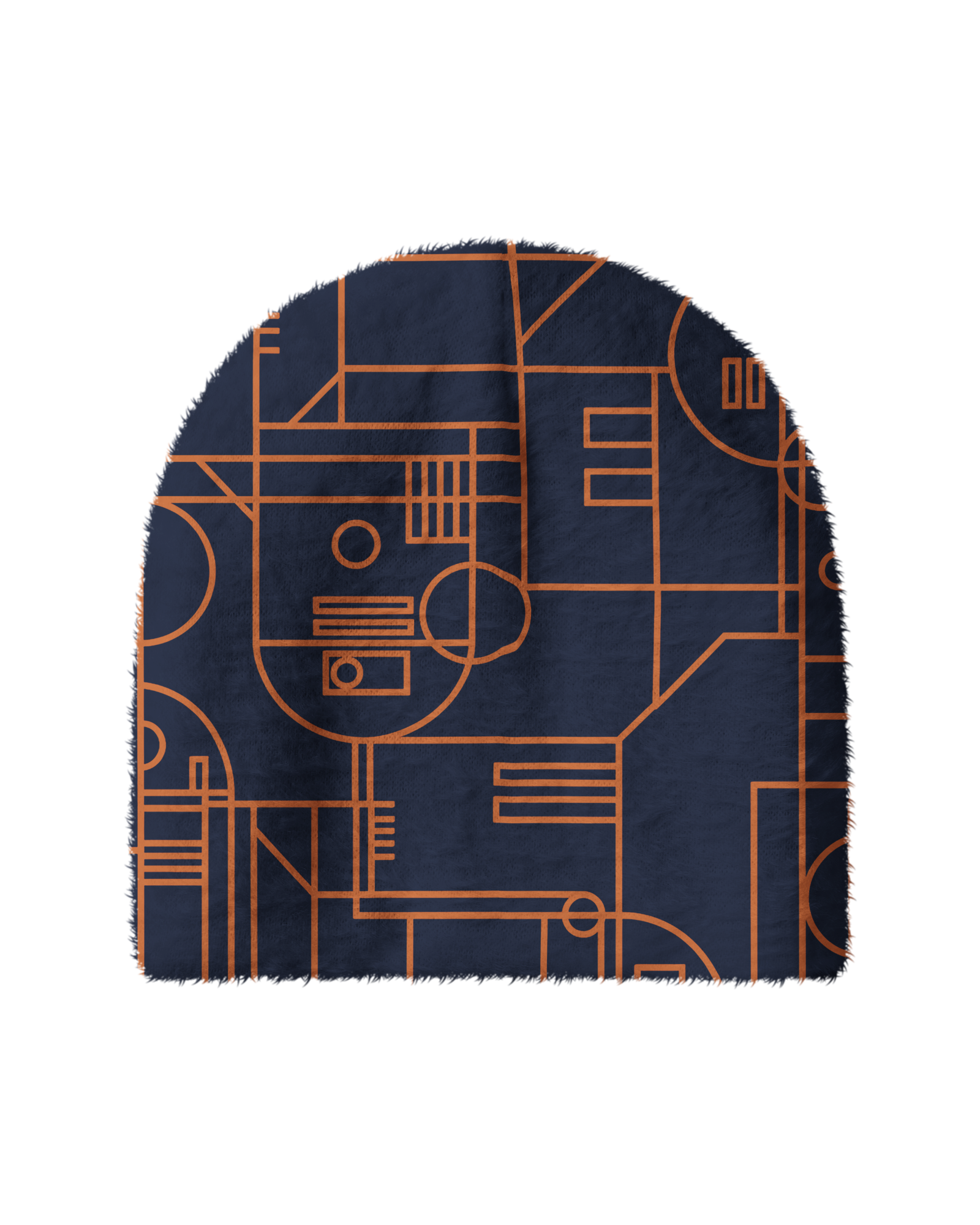 TheRetroTee 1980s Retro Geometric Lines Plush Knit Beanie