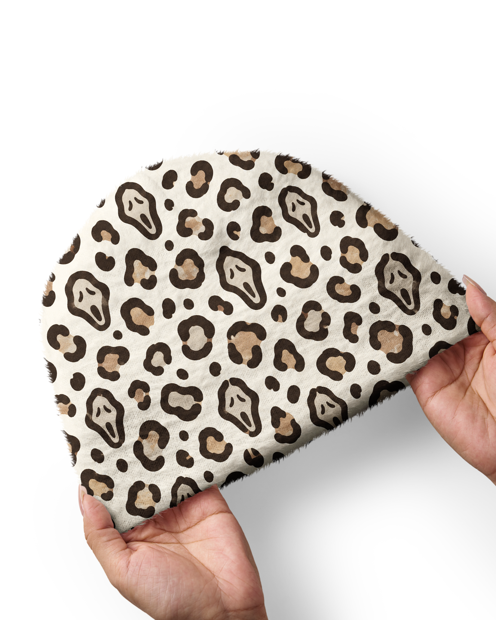 TheRetroTee 1980s Retro Ghost Leopard Pattern Plush Knit Beanie