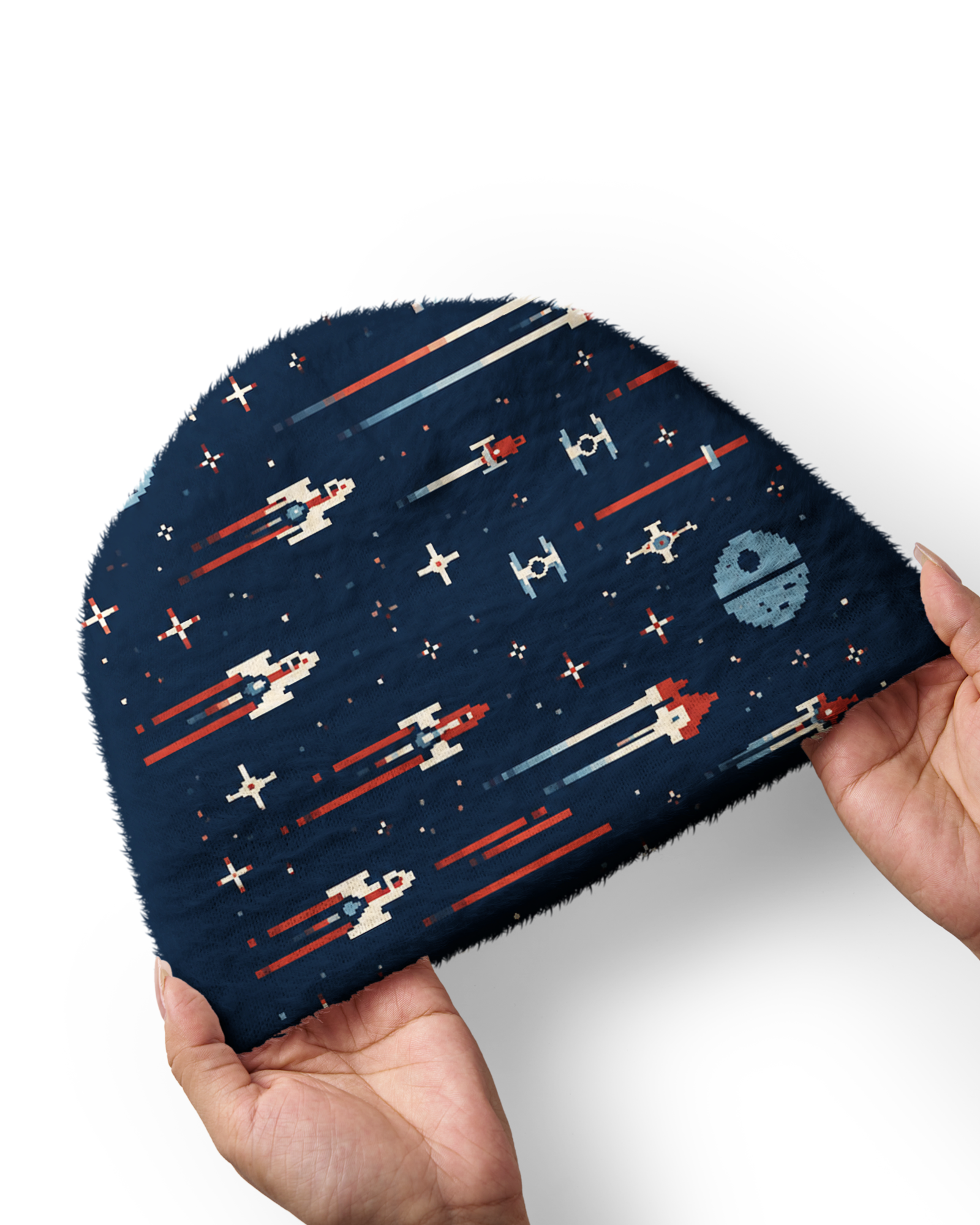 TheRetroTee 1980s Retro Space Adventure Plush Knit Beanie