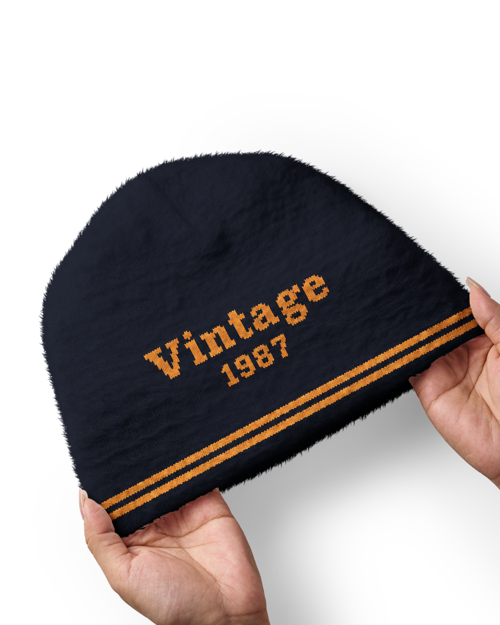 TheRetroTee Vintage 1987 Classical Stripe Plush Knit Beanie