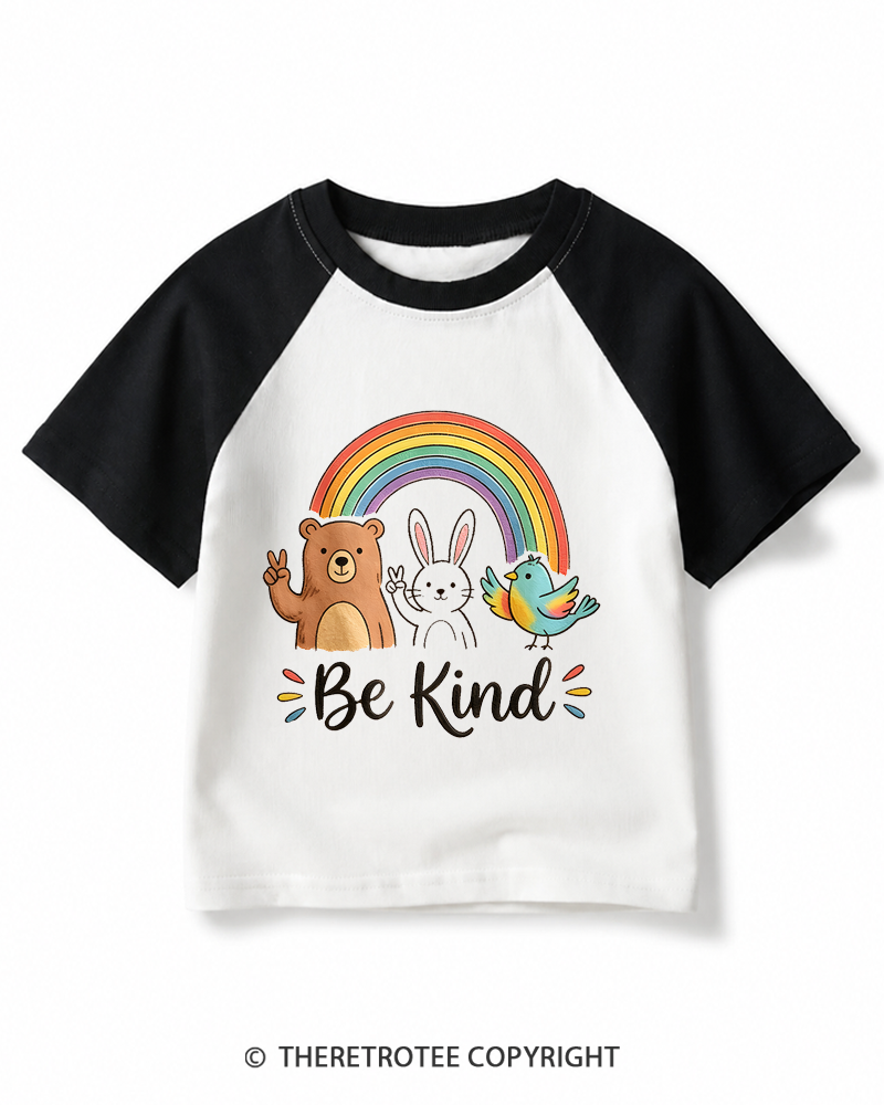 TheRetroTee Be Kind 1970s Kids Raglan Baseball T-Shirt
