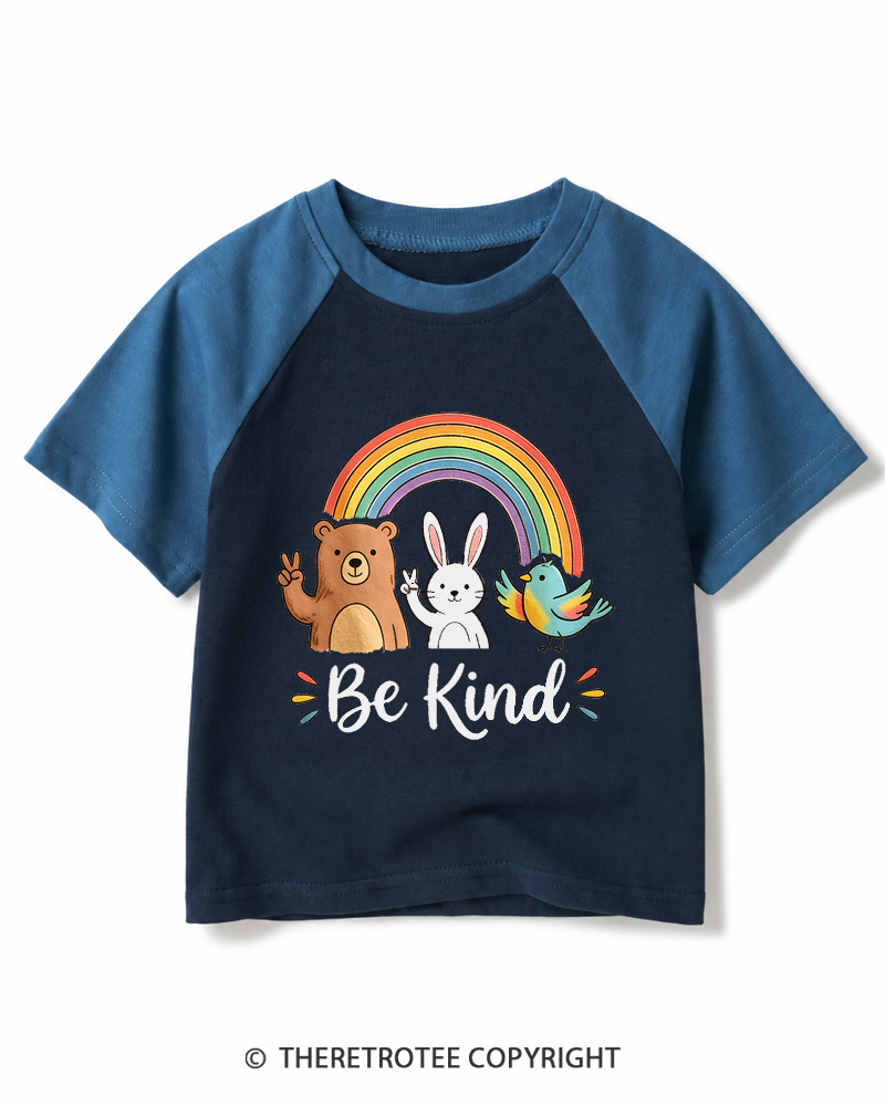 TheRetroTee Be Kind 1970s Kids Raglan Baseball T-Shirt
