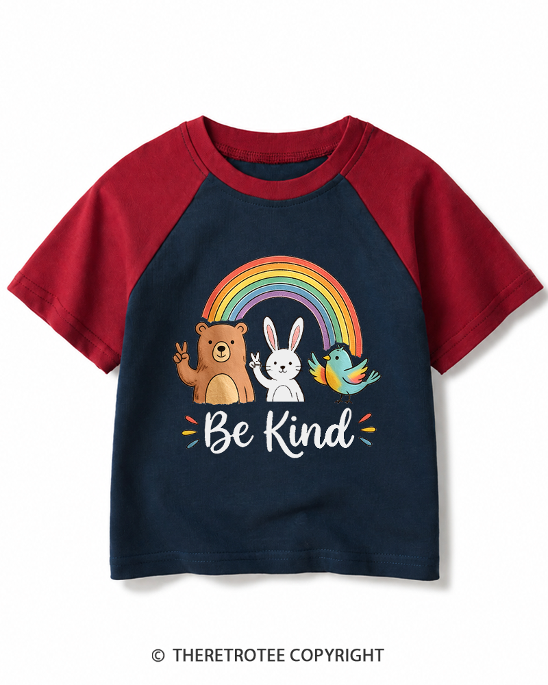 TheRetroTee Be Kind 1970s Kids Raglan Baseball T-Shirt