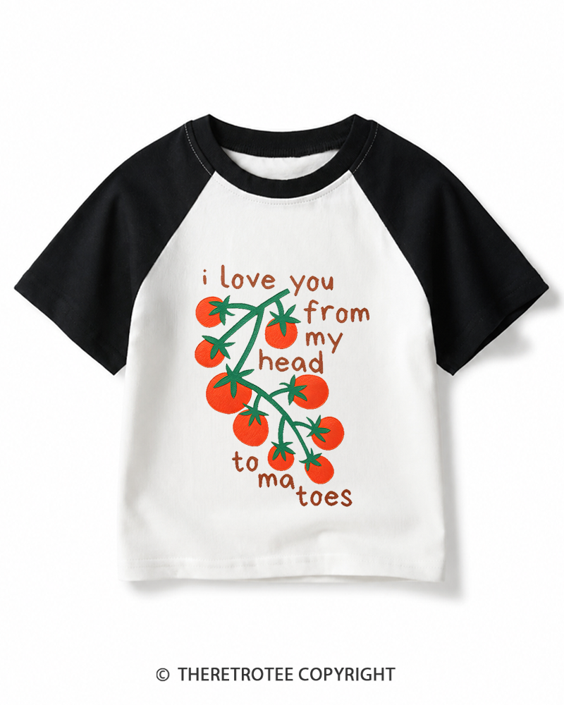 TheRetroTee Cute Tomatoes 1970s Kids Raglan Baseball T-Shirt