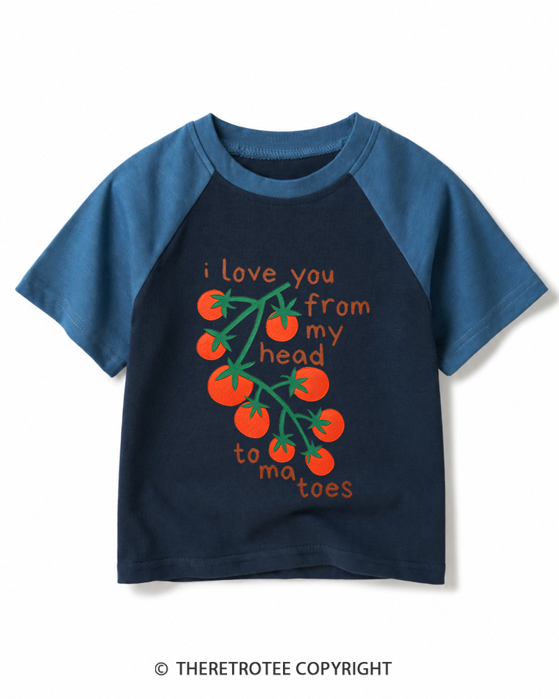 TheRetroTee Cute Tomatoes 1970s Kids Raglan Baseball T-Shirt