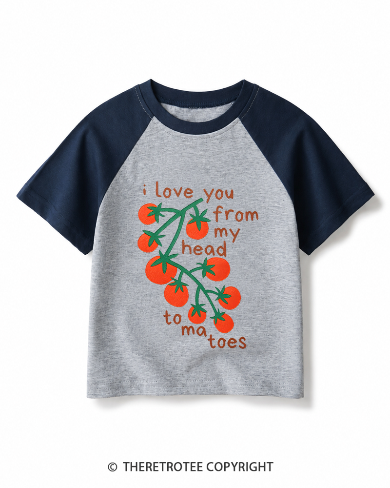 TheRetroTee Cute Tomatoes 1970s Kids Raglan Baseball T-Shirt