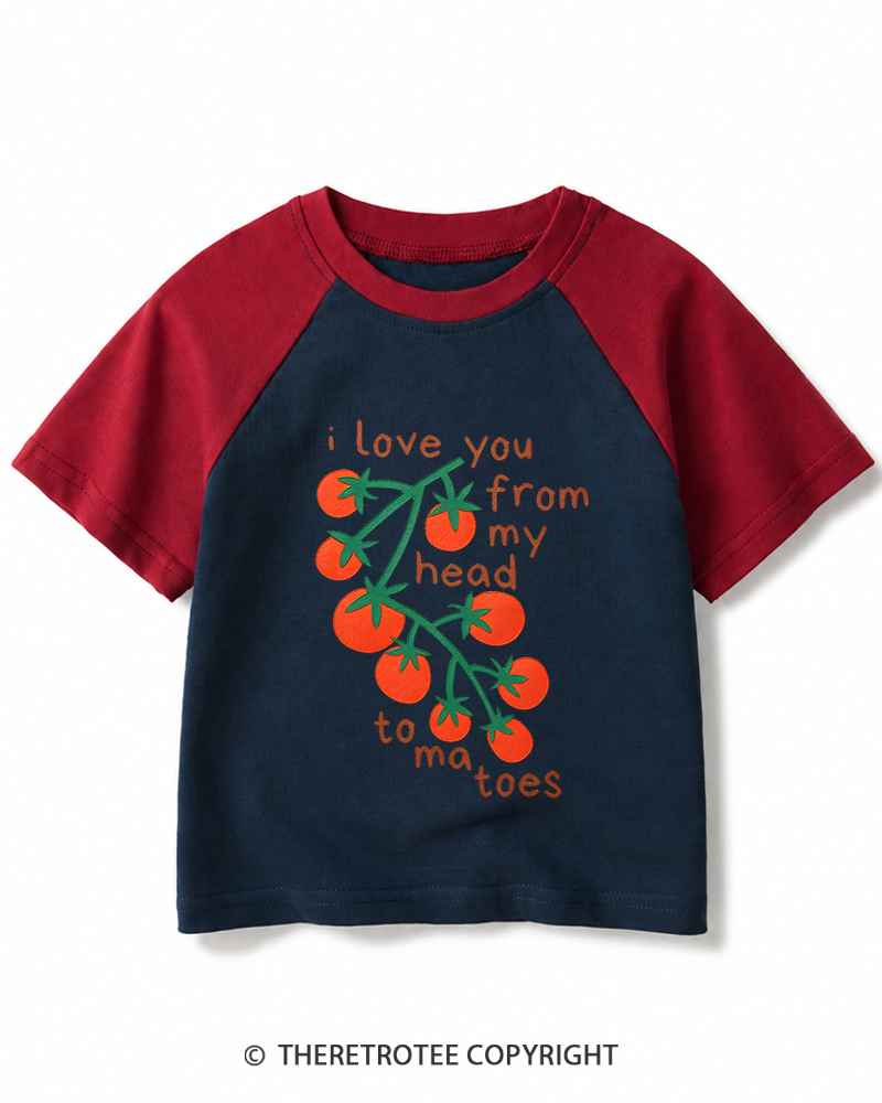 TheRetroTee Cute Tomatoes 1970s Kids Raglan Baseball T-Shirt