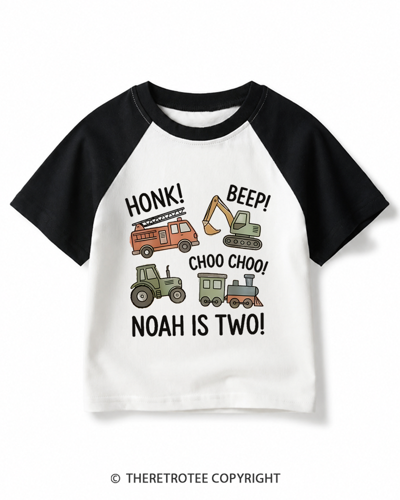TheRetroTee Honk! Beep! Choo Choo! Kids Raglan Baseball T-Shirt