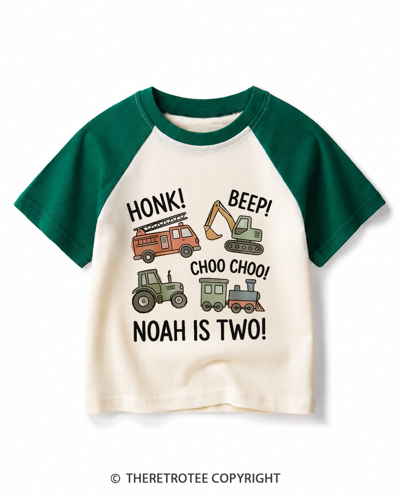TheRetroTee Honk! Beep! Choo Choo! Kids Raglan Baseball T-Shirt