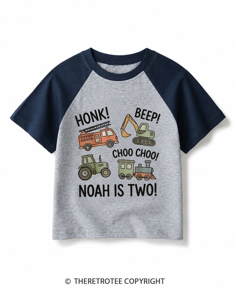 TheRetroTee Honk! Beep! Choo Choo! Kids Raglan Baseball T-Shirt