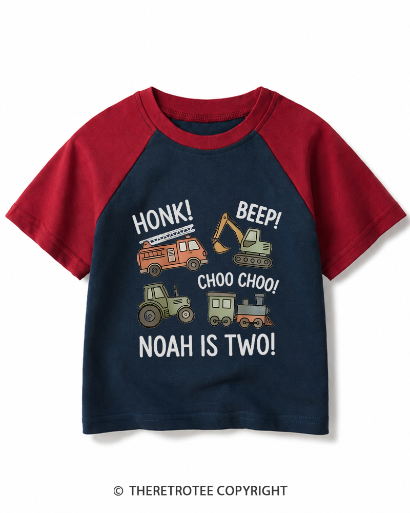 TheRetroTee Honk! Beep! Choo Choo! Kids Raglan Baseball T-Shirt