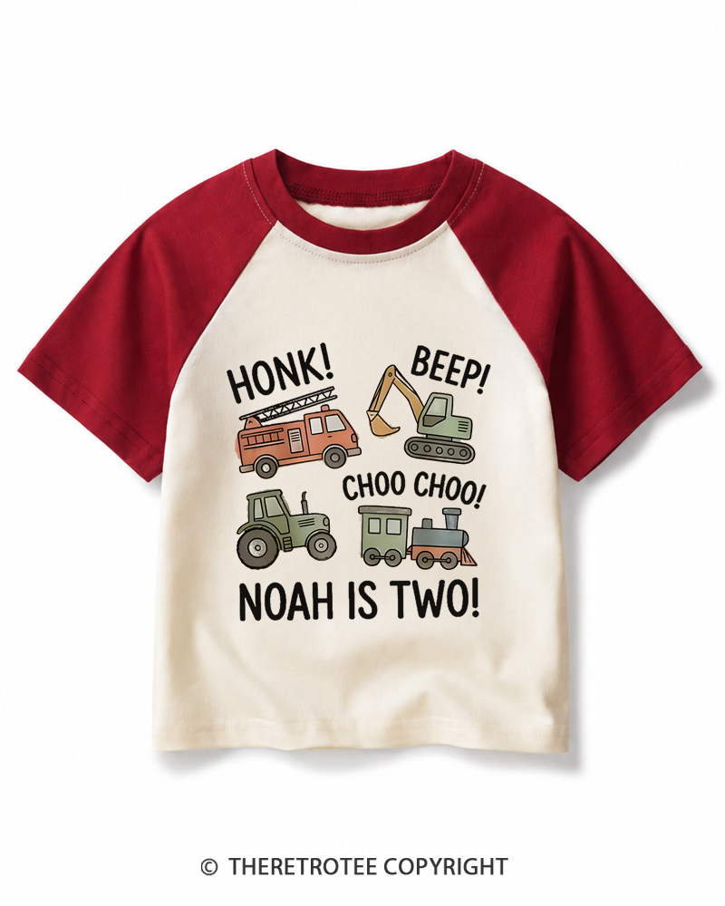 TheRetroTee Honk! Beep! Choo Choo! Kids Raglan Baseball T-Shirt