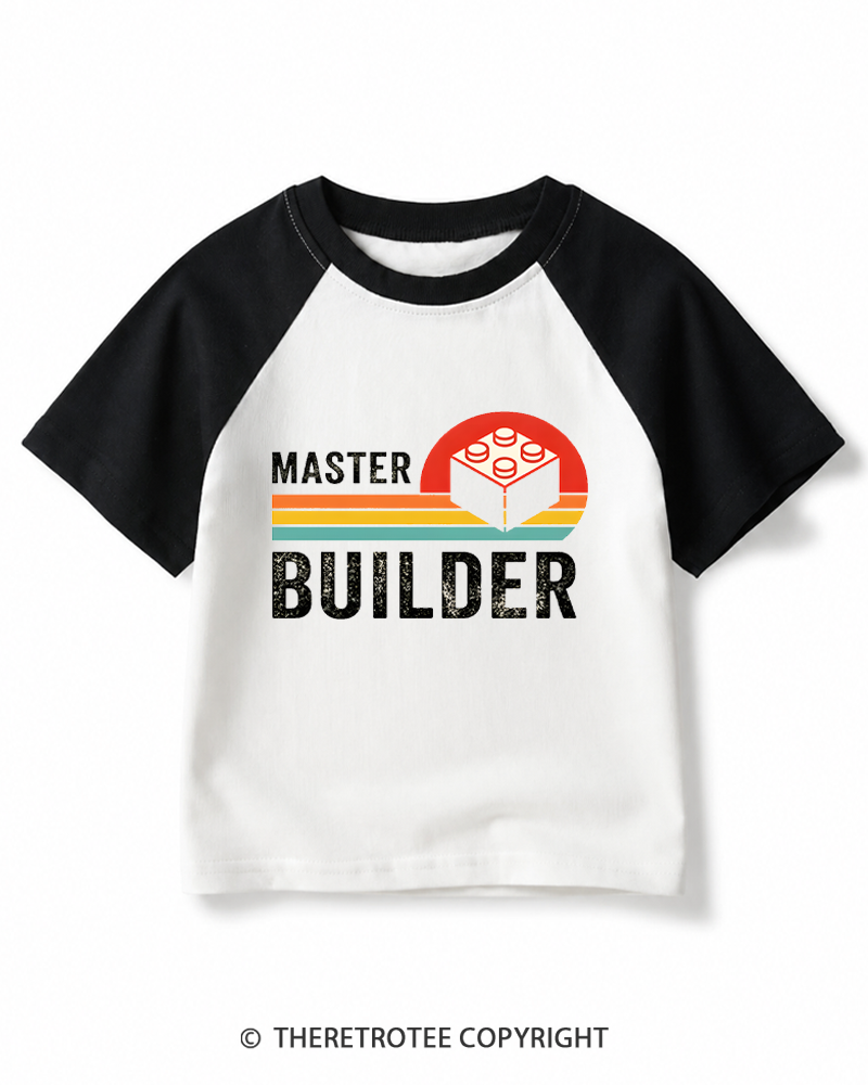 TheRetroTee Master Builder 1970s Kids Raglan Baseball T-Shirt