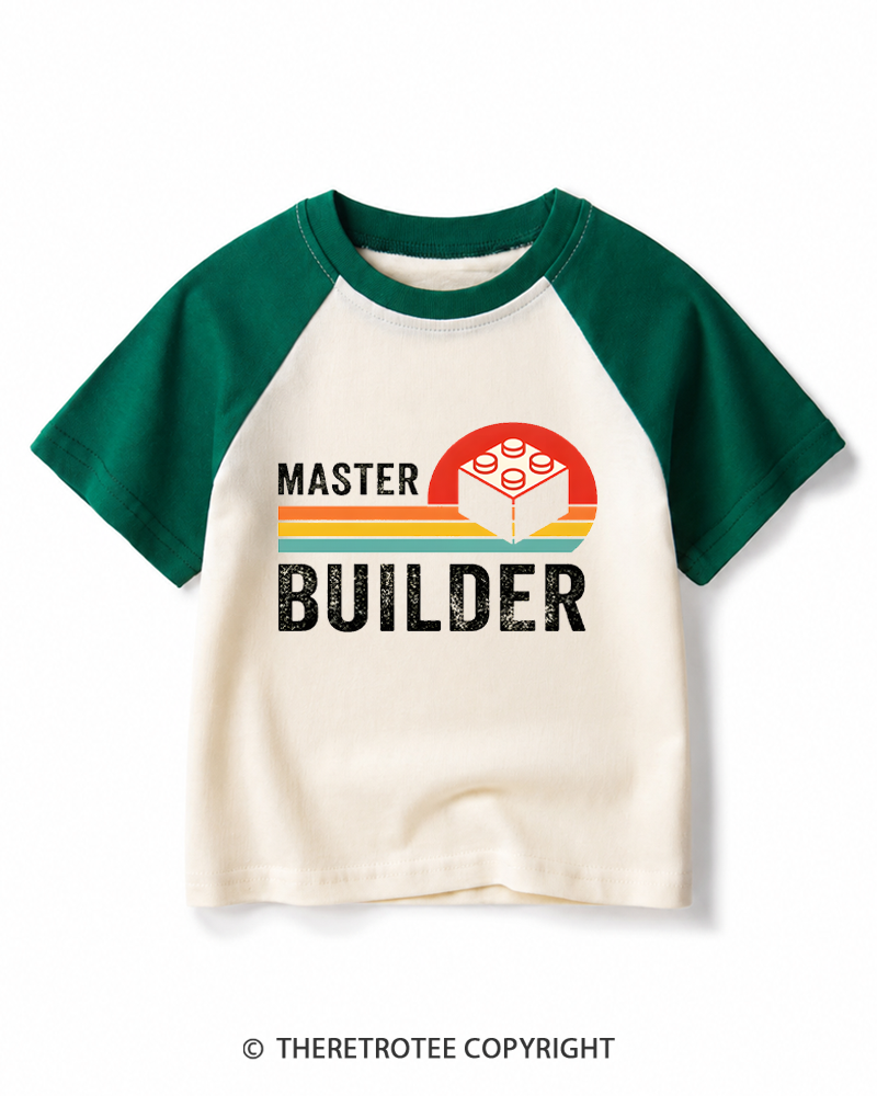 TheRetroTee Master Builder 1970s Kids Raglan Baseball T-Shirt