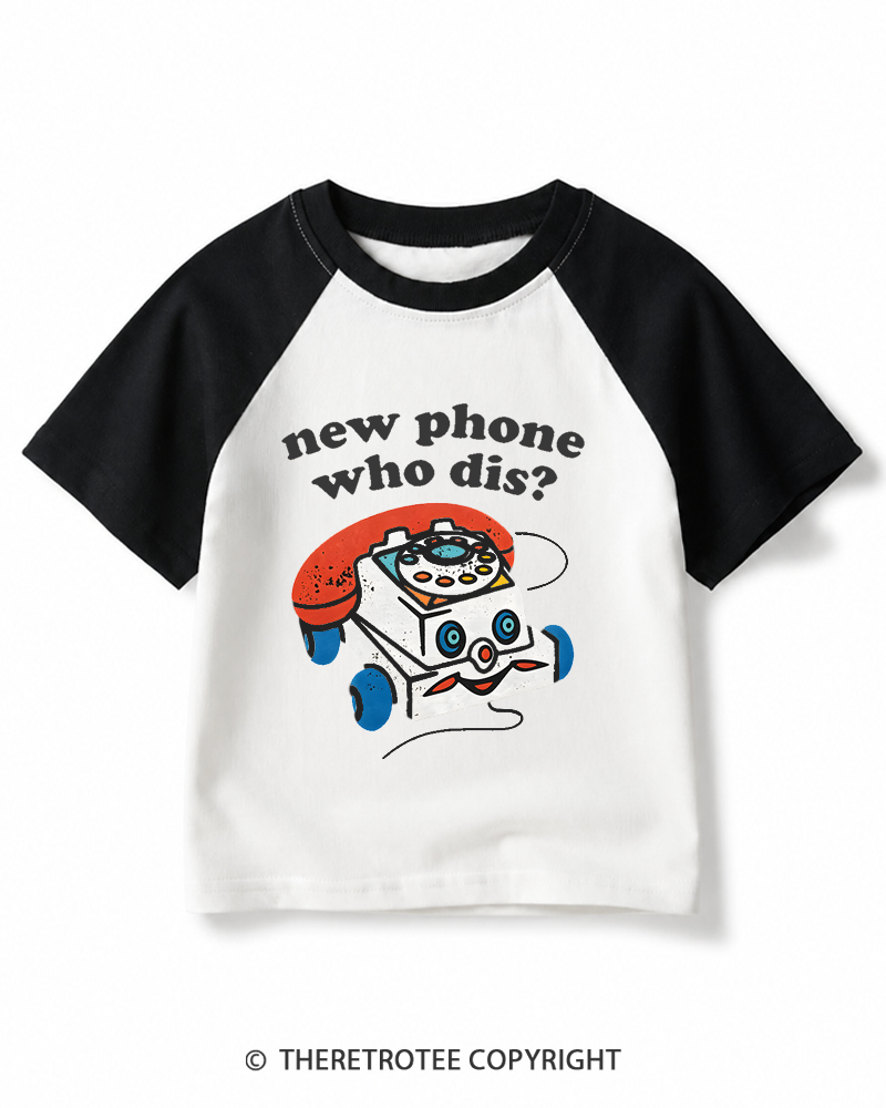 TheRetroTee New Phone Who Dis 1950s Kids Raglan Baseball T-Shirt