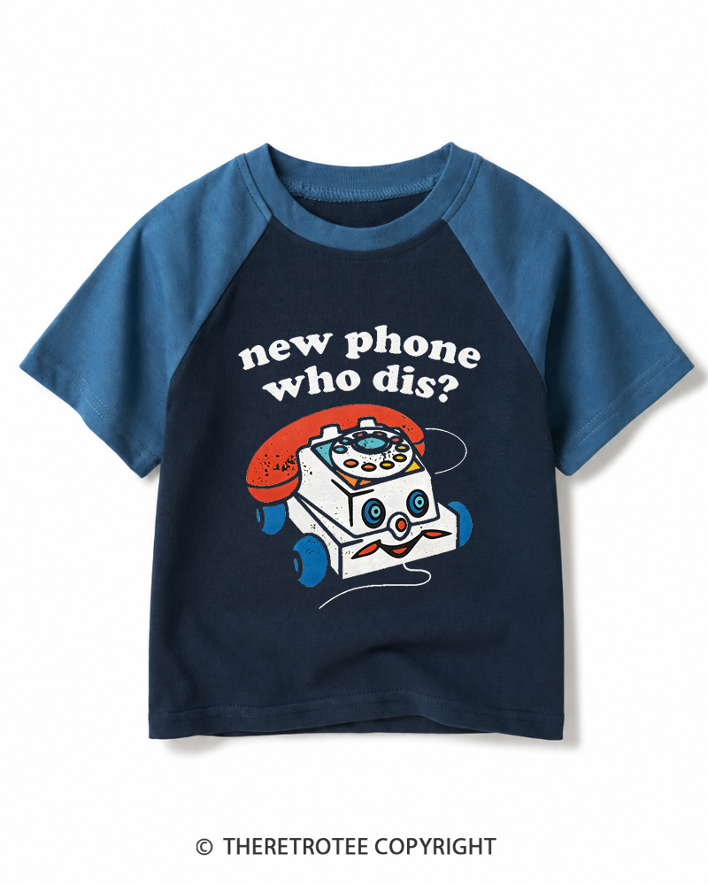 TheRetroTee New Phone Who Dis 1950s Kids Raglan Baseball T-Shirt