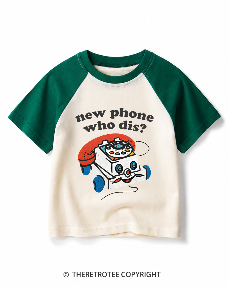 TheRetroTee New Phone Who Dis 1950s Kids Raglan Baseball T-Shirt