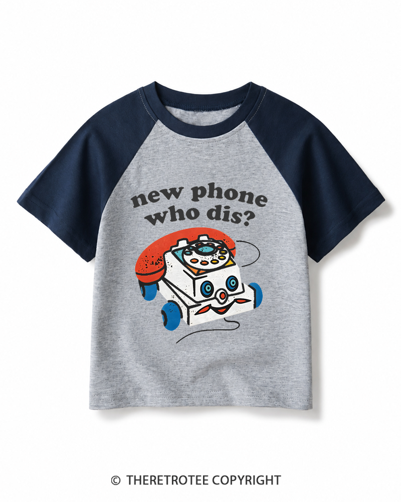 TheRetroTee New Phone Who Dis 1950s Kids Raglan Baseball T-Shirt