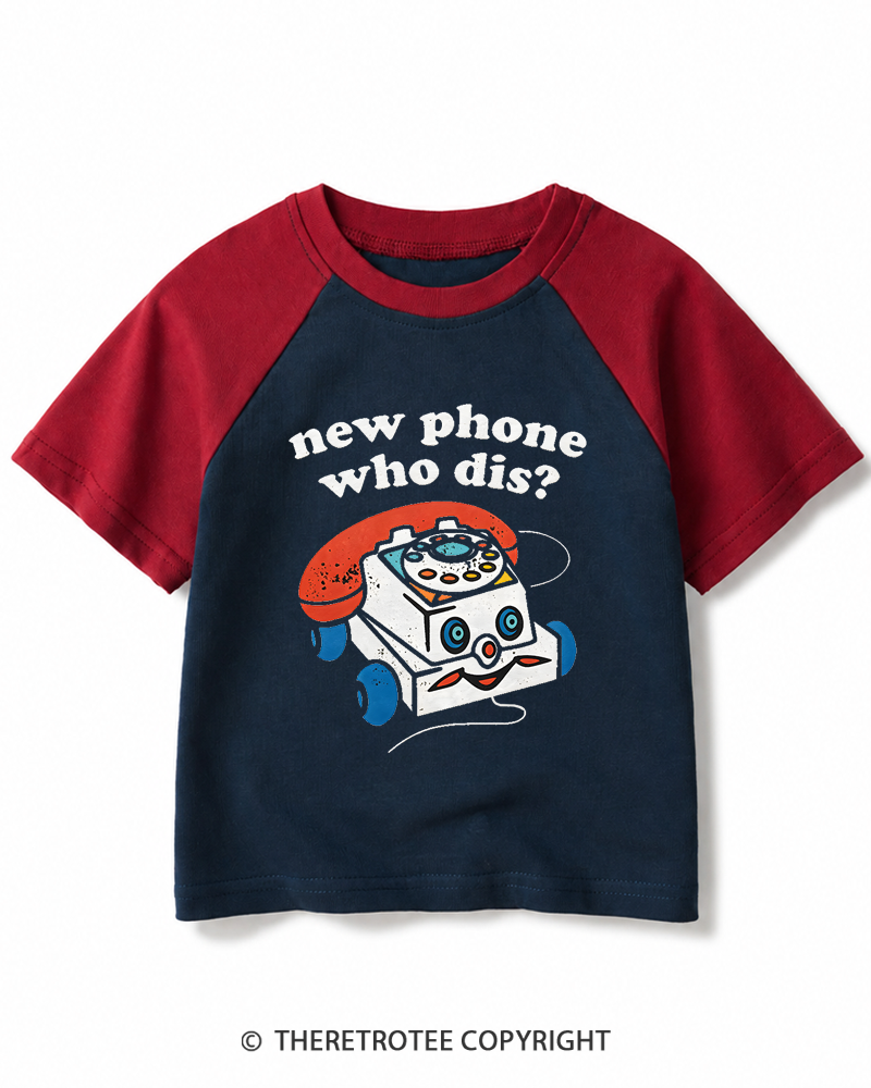 TheRetroTee New Phone Who Dis 1950s Kids Raglan Baseball T-Shirt