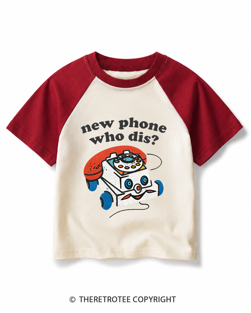 TheRetroTee New Phone Who Dis 1950s Kids Raglan Baseball T-Shirt