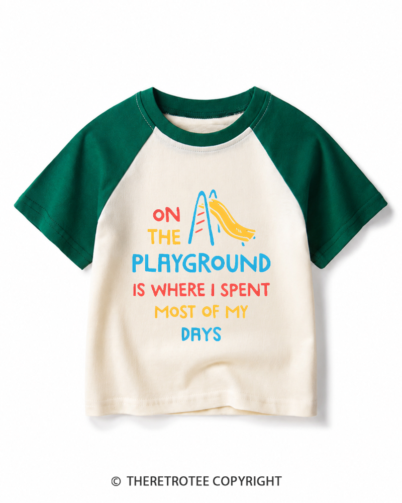 TheRetroTee On The Playground Is Where I Spent Most Of My Days 1990s Kids Raglan Baseball T-Shirt