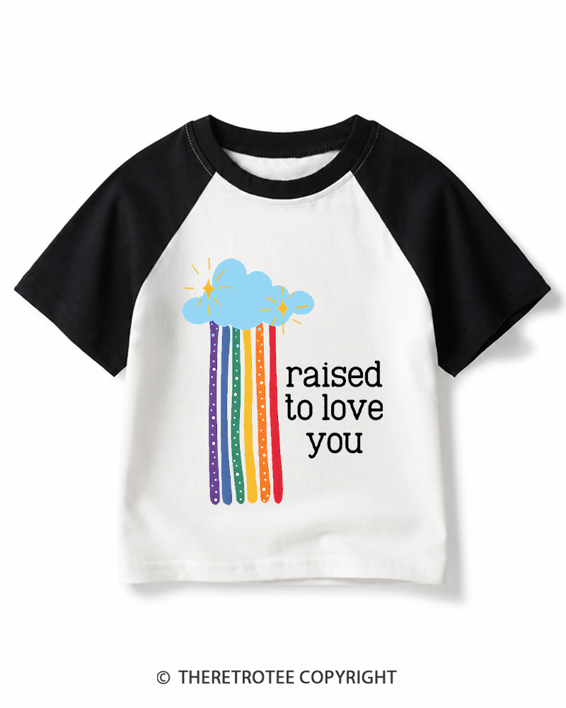 TheRetroTee Raised To Love You 1970s Kids Raglan Baseball T-Shirt