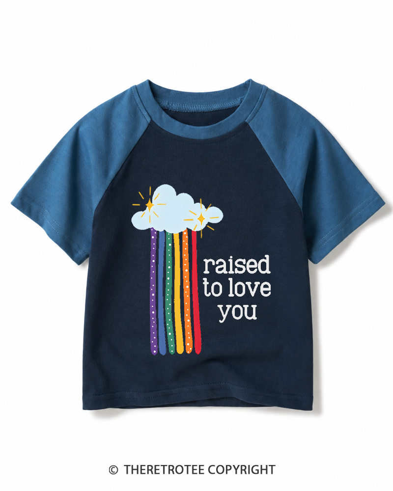 TheRetroTee Raised To Love You 1970s Kids Raglan Baseball T-Shirt