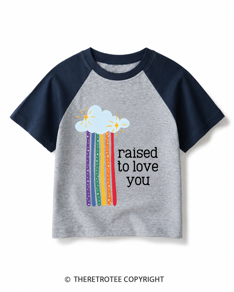 TheRetroTee Raised To Love You 1970s Kids Raglan Baseball T-Shirt