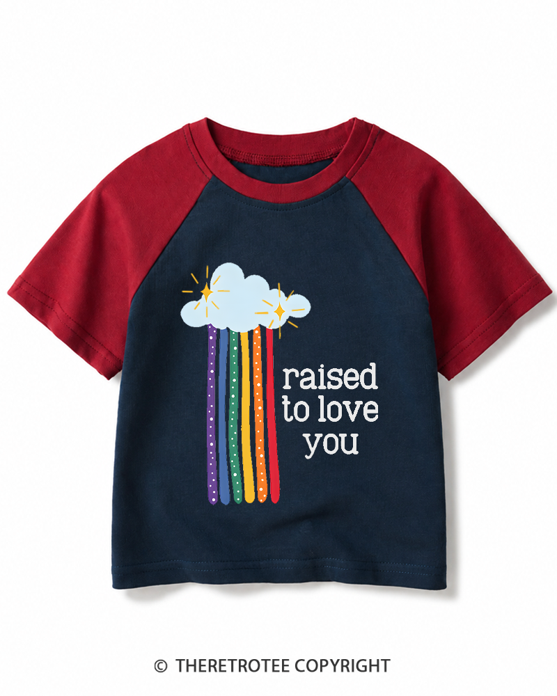 TheRetroTee Raised To Love You 1970s Kids Raglan Baseball T-Shirt