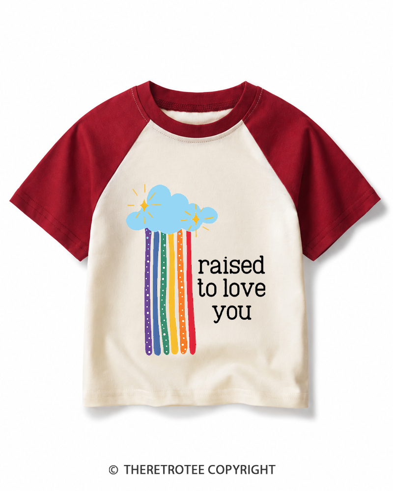 TheRetroTee Raised To Love You 1970s Kids Raglan Baseball T-Shirt