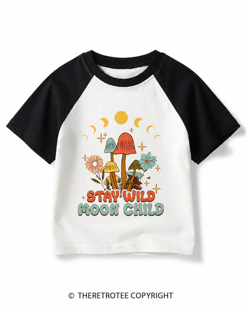 TheRetroTee Stay Wild Moon Child 1970s Kids Raglan Baseball T-Shirt